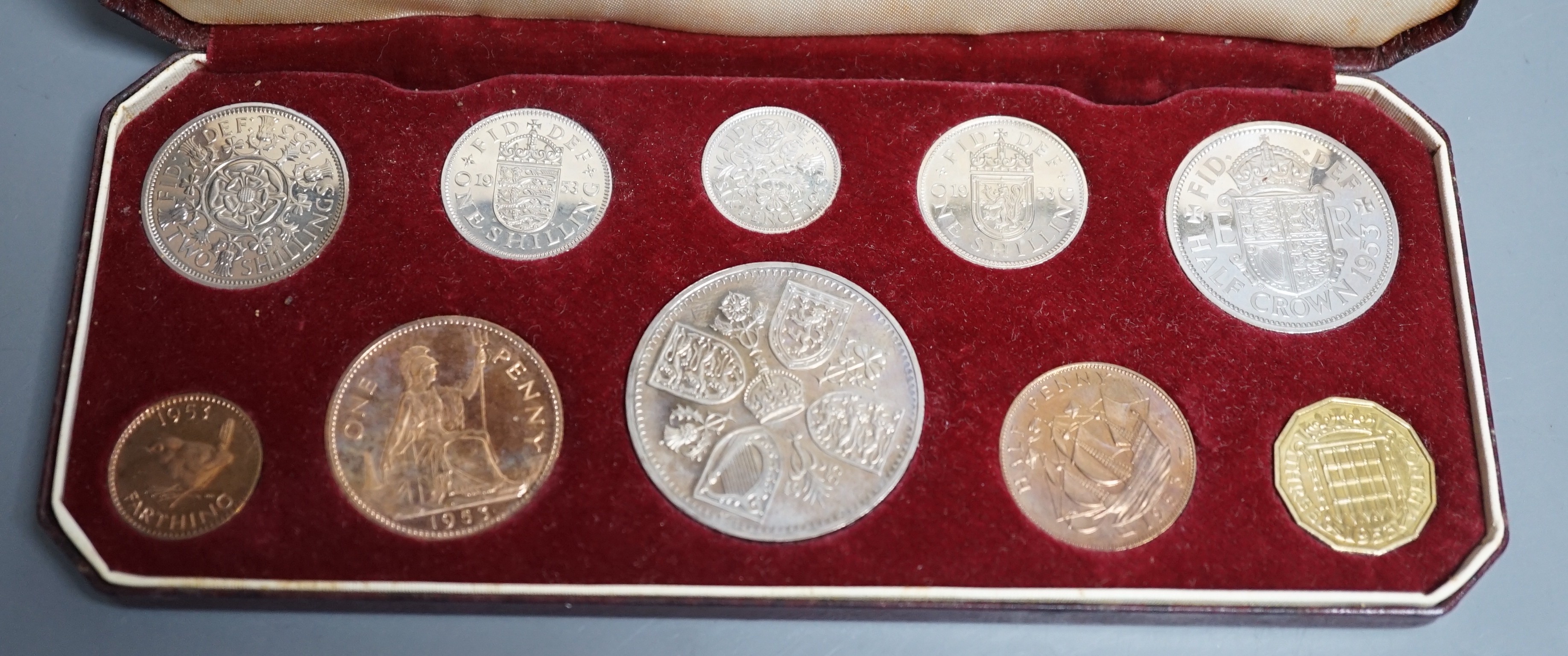 UK coins, a cased QEII proof set of coronation coins, 2nd June 1953
